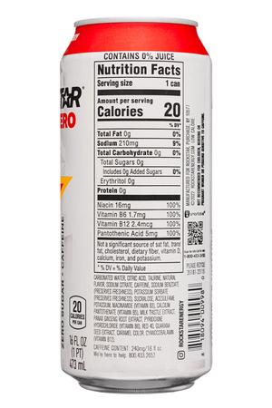 Rockstar Energy Drink: Rockstar-16oz-2023-EnergyDrink-StrawbPeach-Facts