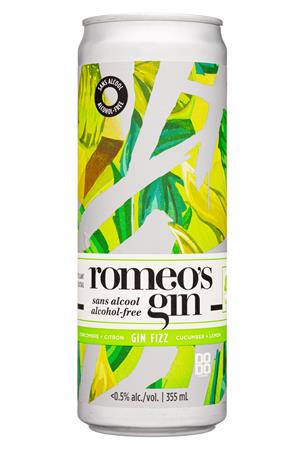 Romeo's Gin: RomeosGin-355ml-2022-AlcFreeGin-GinFizz