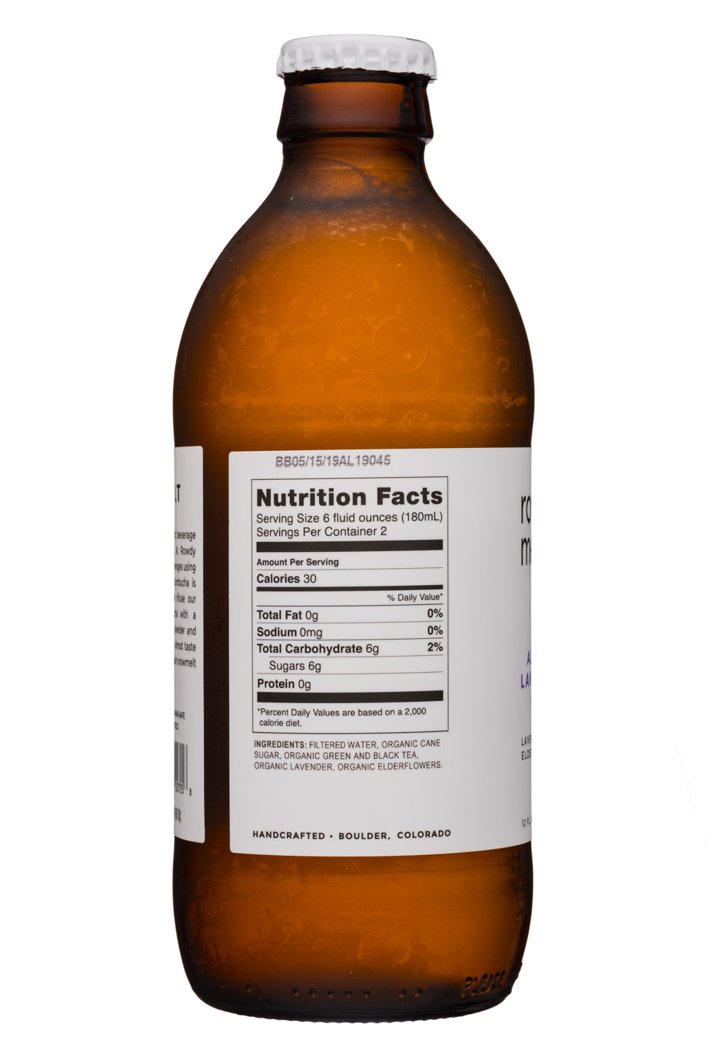 Rowdy Mermaid Kombucha: RowdyMermaid-12oz-Kombucha-No12-AlpineLavender-Facts