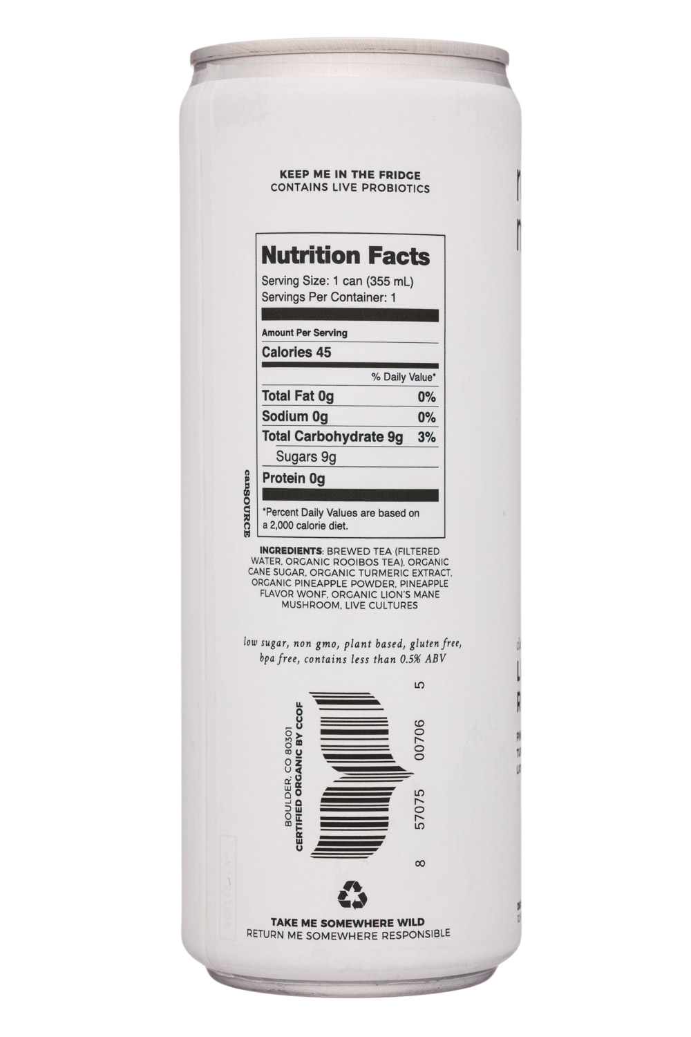 Rowdy Mermaid Kombucha: RowdyMermaid-12ozCan-Kombucha-LionsRoot-Facts