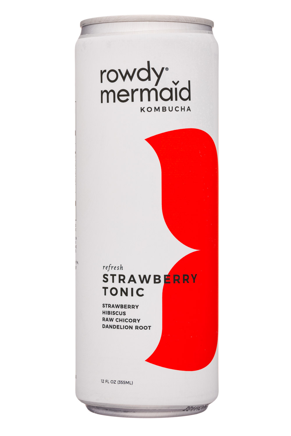 Rowdy Mermaid Kombucha: RowdyMermaid-12ozCan-Kombucha-StrawbTonic-Front