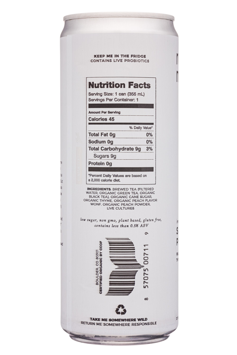 Rowdy Mermaid Kombucha: RowdyMermaid-12oz-2020-Kombucha-SavoryPeach-Facts