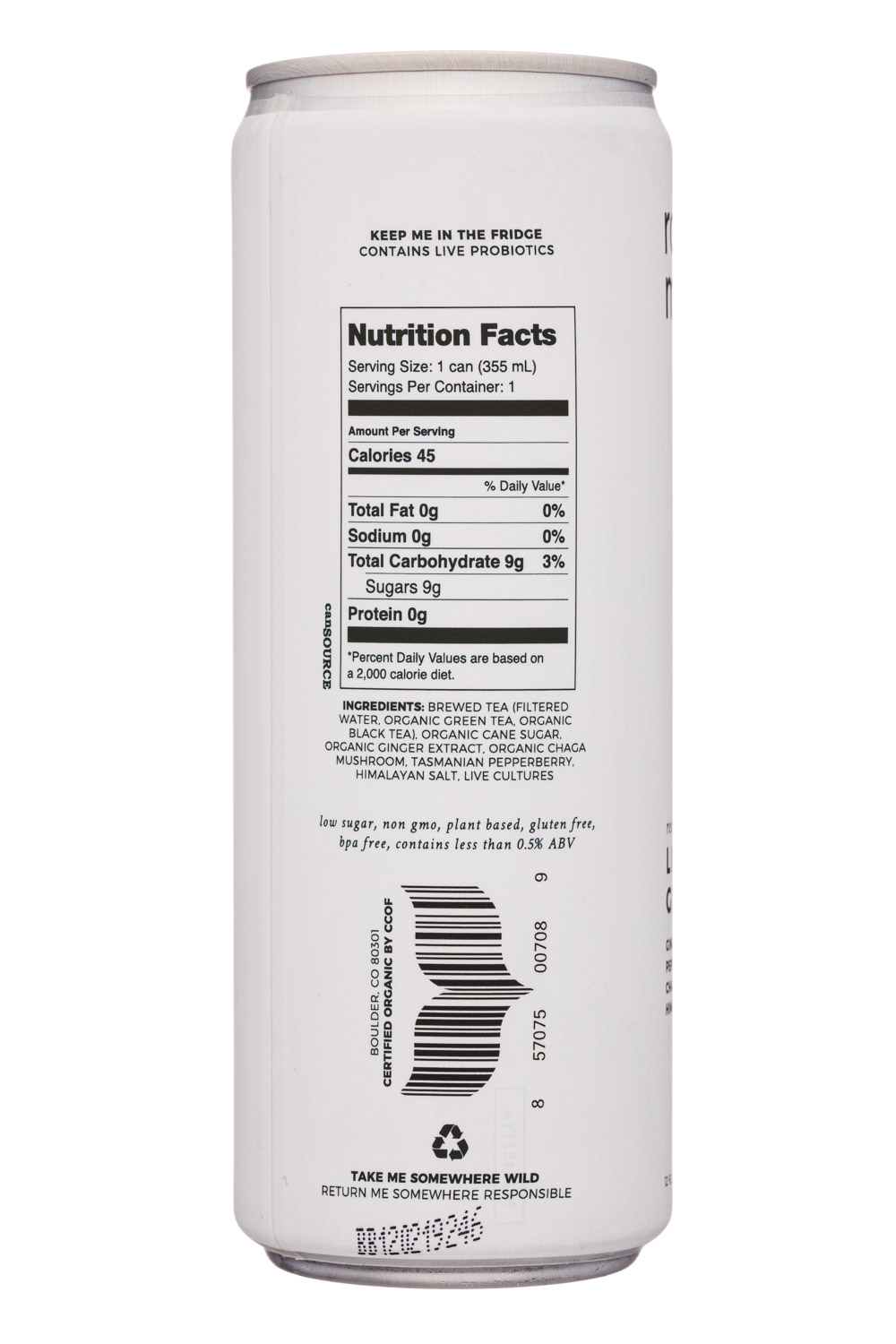 Rowdy Mermaid Kombucha: RowdyMermaid-12ozCan-Kombucha-LivingGinger-Facts