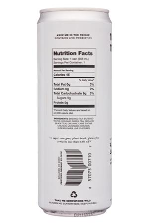 Rowdy Mermaid Kombucha: RowdyMermaid-12oz-2020-Kombucha-AlpineLavender-Facts