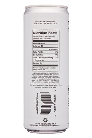 Rowdy Mermaid Kombucha: RowdyMermaid-12oz-2020-Kombucha-StrawbTonic-Facts