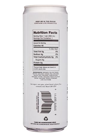 Rowdy Mermaid Kombucha: RowdyMermaid-12oz-2020-Kombucha-SavoryPeach-Facts