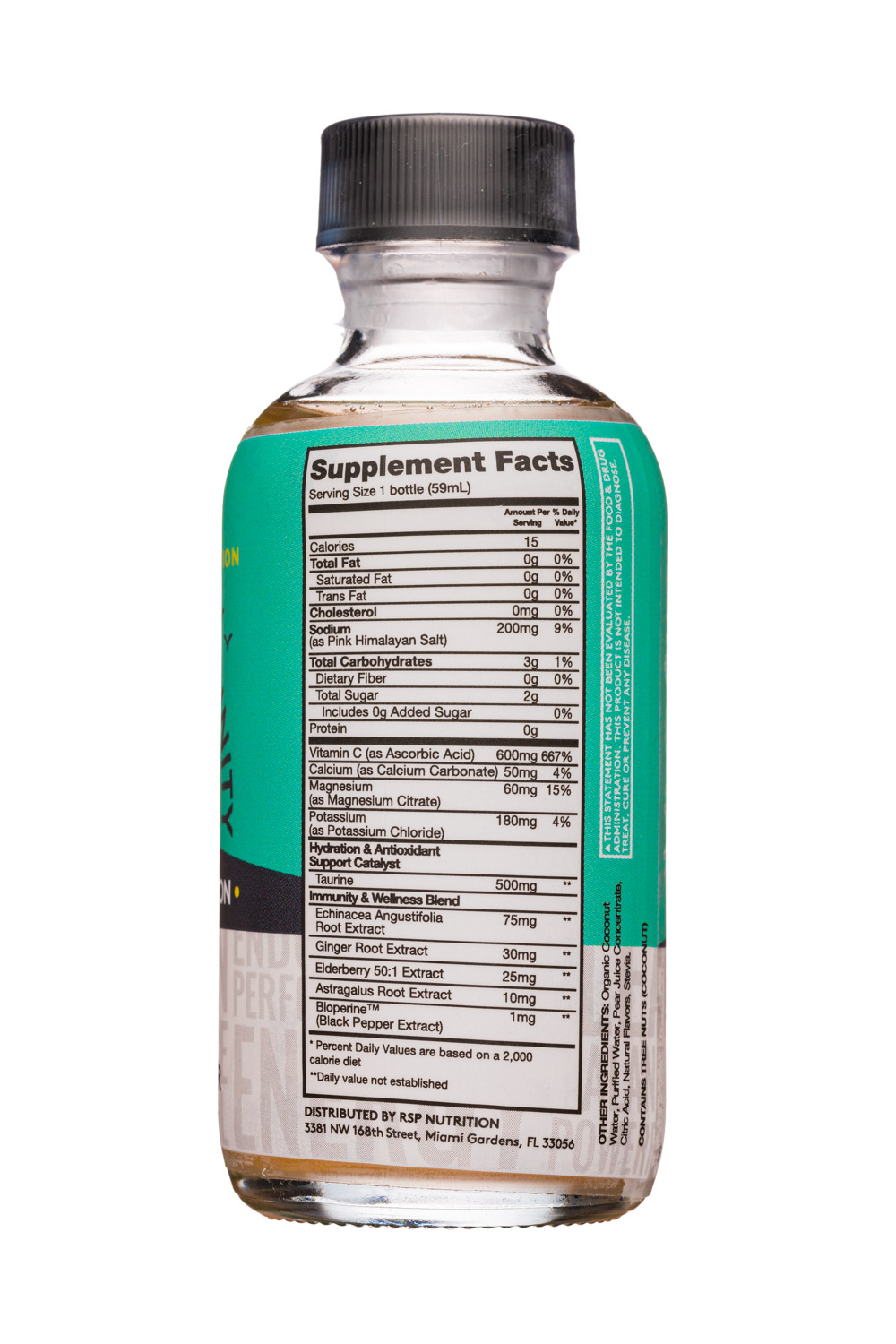 RSP Nutrition: RSPNutrition-2oz-2020-ImmunityShot-PineGinger-Facts