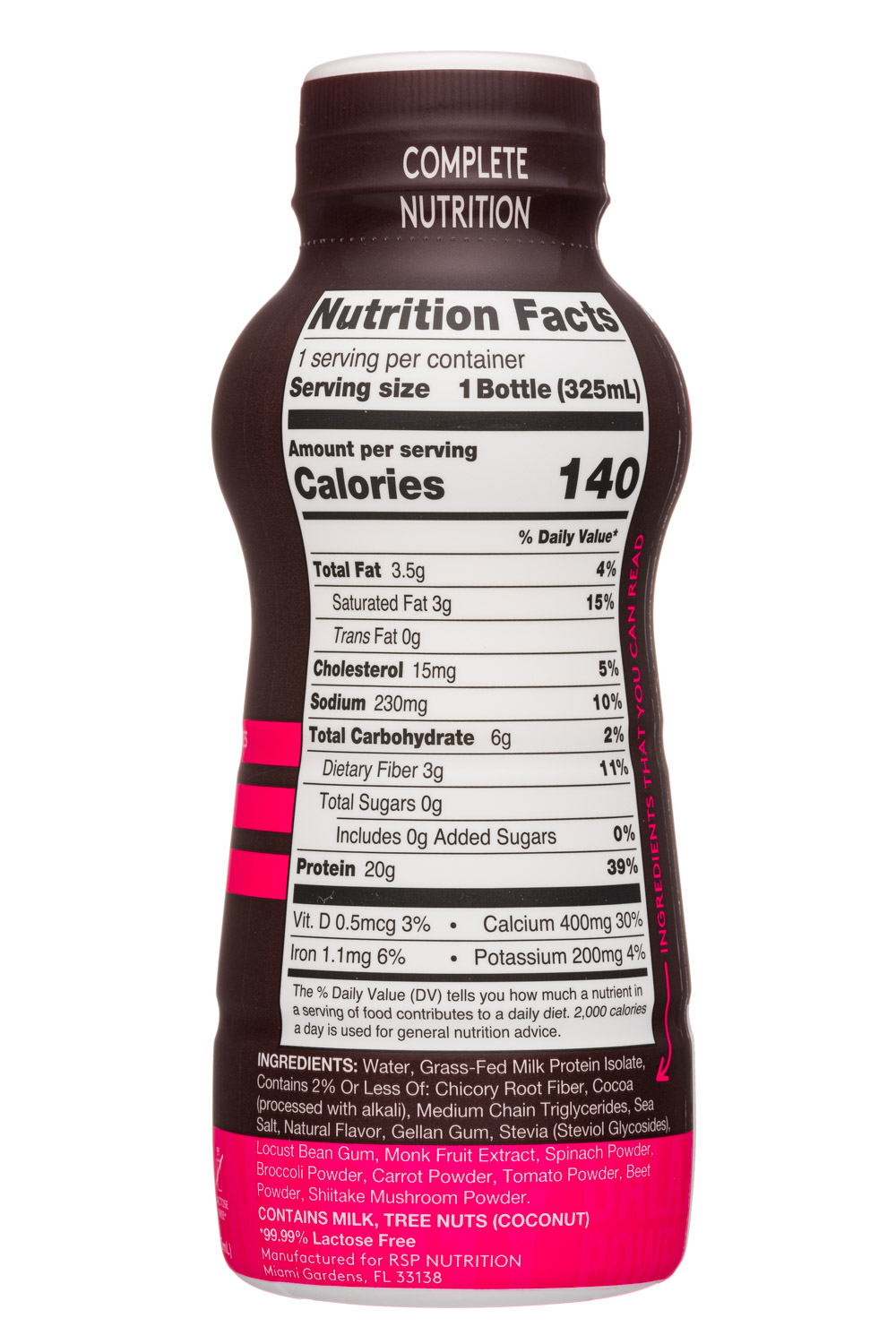 RSP Nutrition: TrueFit-11oz-2020-CompNutrition-Choc-Facts
