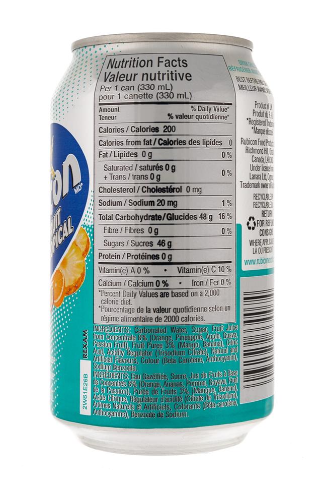 Rubicon: Rubicon-11oz-Can-TropicalFruit-Facts