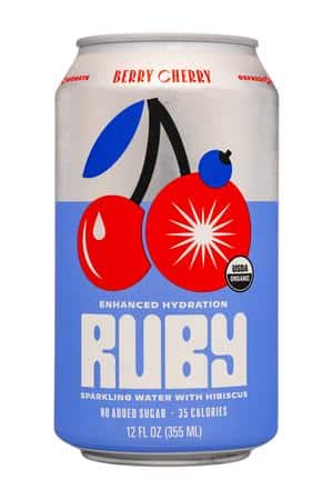 Ruby Hibiscus Water: Ruby-12oz-2024-HibiscusWater-BerryCherry-Front