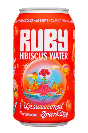 Ruby Hibiscus Water: Ruby-12oz-2022-HibiscusWtr-Sparkling-Unsweet-Front