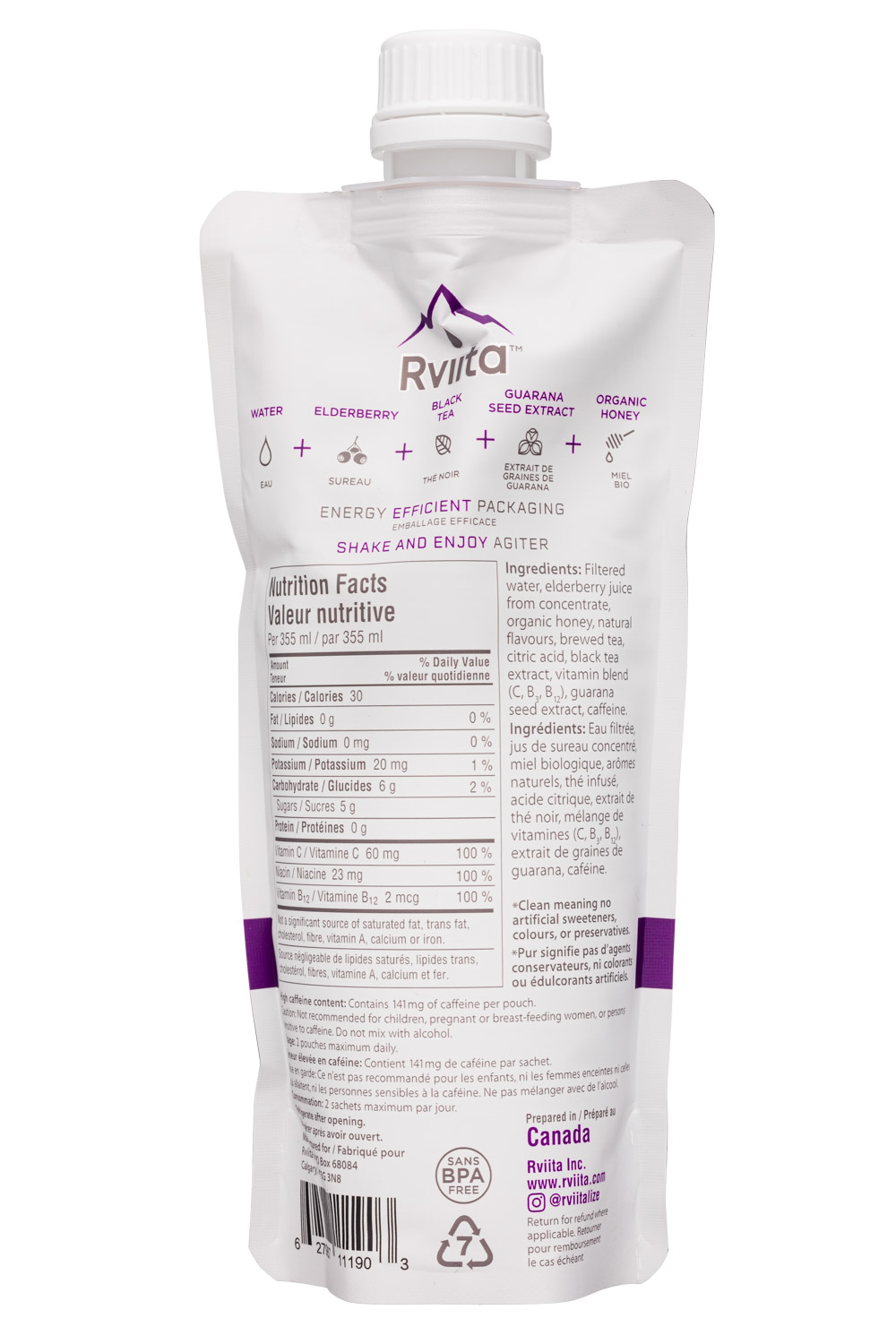 Rviita Energy Tea: Rviita-355ml-2020-EnergyTea-Royal-Facts