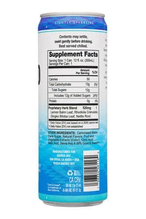 Sacred Bev: Sacred-12oz-2025-Tranquility-Facts