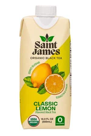 Saint James Iced Tea: SaintJames-17oz-2023-BlackTea-ClassicLemon-Front