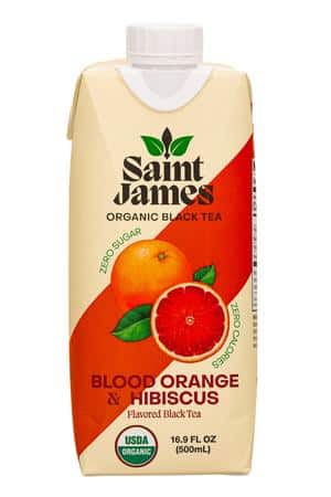 Saint James Iced Tea: SaintJames-17oz-2023-Tea-BloodOrangeHibiscus-Front