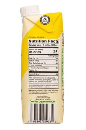Saint James Iced Tea: SaintJames-17oz-2023-Tea-PineappleMango-Facts