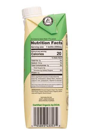 Saint James Iced Tea: SaintJames-17oz-2023-Tea-OGGreenTea-Facts