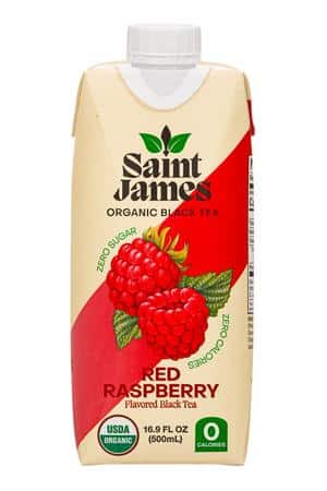 Saint James Iced Tea: SaintJames-17oz-2023-BlackTea-RedRasp-Front