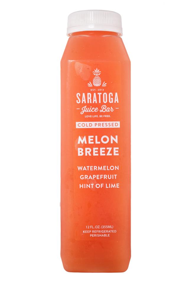 Saratoga Juice Bar: Saratoga-12oz-ColdPressed-MelonBreeze-Front