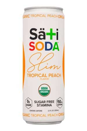 Sati Soda : SatiSoda-12oz-2025-Slim-TropicalPeach-Front
