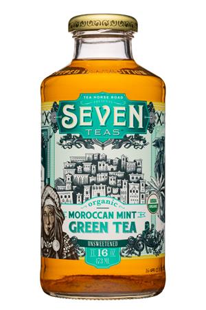 Seven Teas: SevenTeas-16oz-2022-MoroccanMint-GreenTea-Front