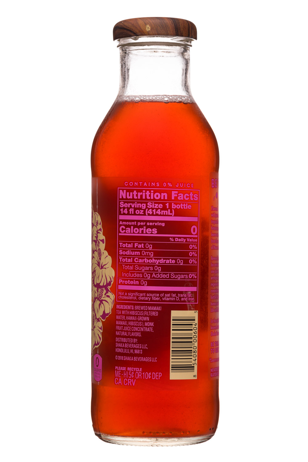 Shaka Tea: Shaka-14oz-MamakiTea-LemonLokelaniRose-Facts
