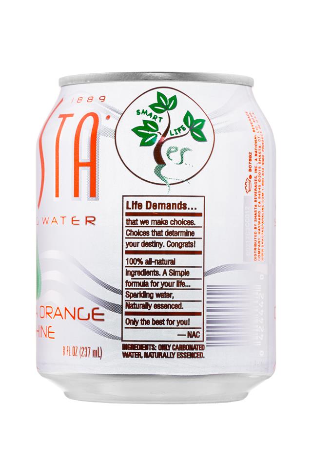 Shasta Sparkling Water: Shasta-8oz-SparklingWater-CaliforniaOrangeSunshine-Facts