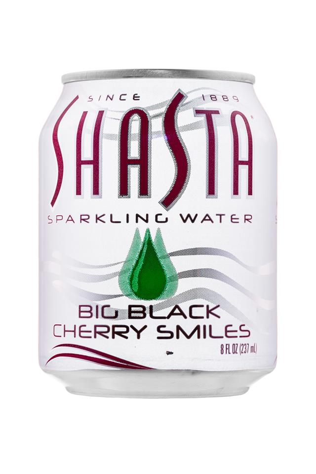 Shasta Sparkling Water: Shasta-8oz-SparklingWater-BigBlackCherrySmiles-Front