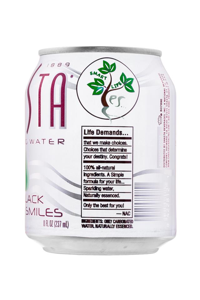 Shasta Sparkling Water: Shasta-8oz-SparklingWater-BigBlackCherrySmiles-Facts