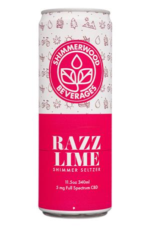 Shimmerwood Beverages: ShimmerwoodBeverages-12oz-2020-Seltz-RazzLime-Front