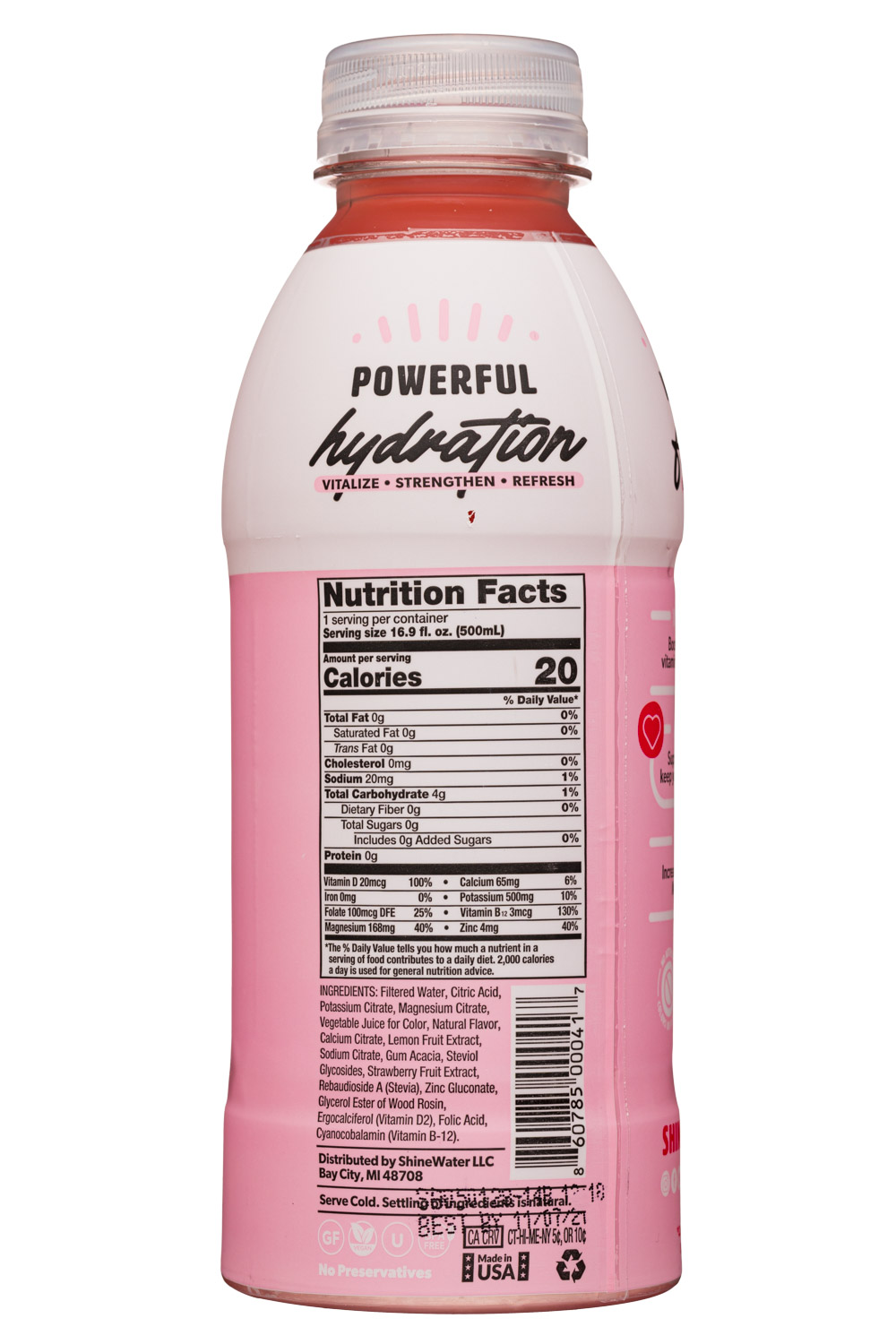 ShineWater: ShineWater-17oz-2020-Hydration-StrawbLemon-Facts