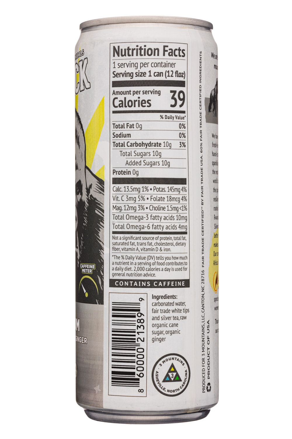 Silverback Draft Tea: Silverback-12oz-CarbonatedTea-PurePlat-facts