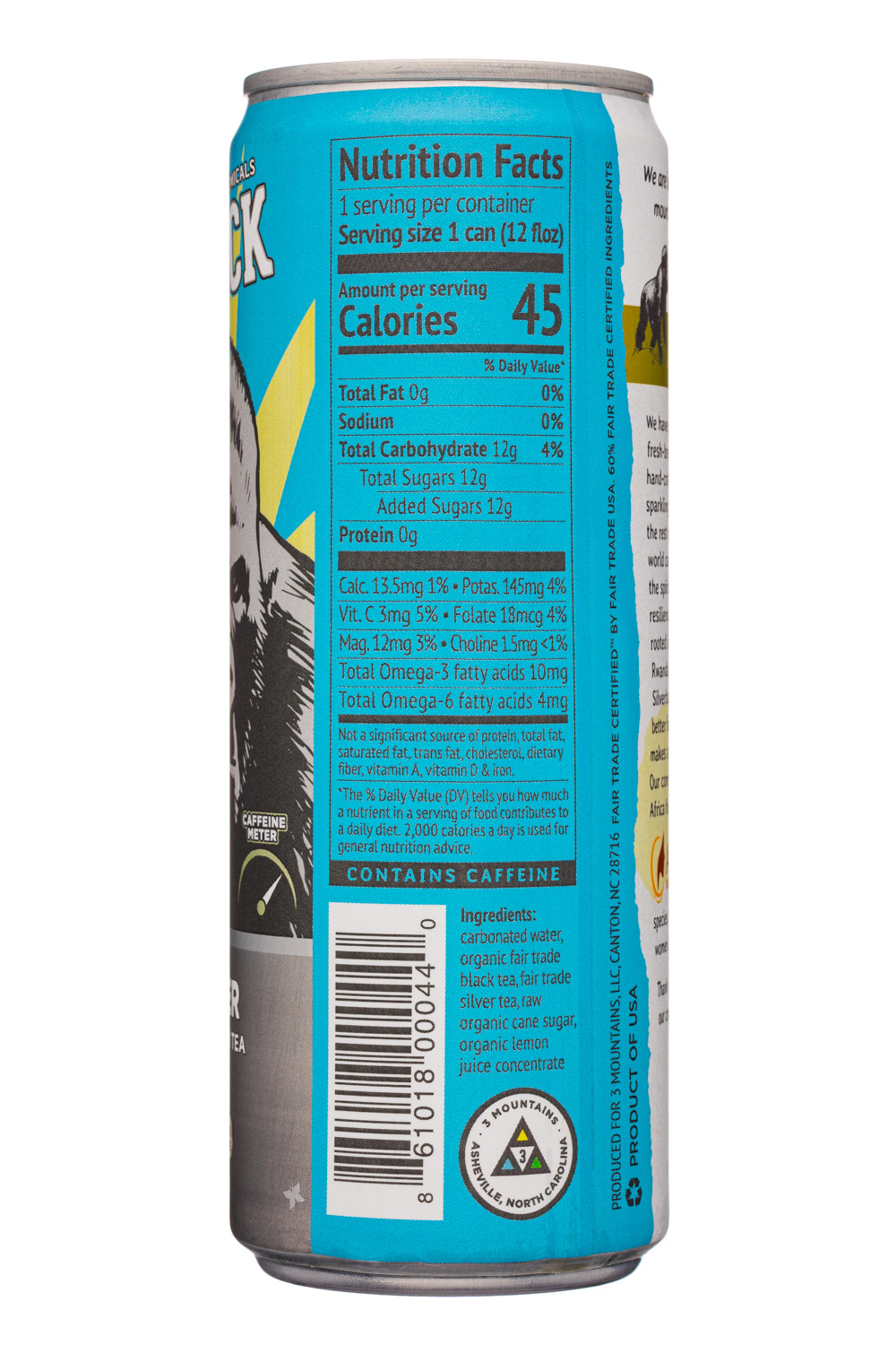 Silverback Draft Tea: Silverback-12oz-CarbonatedTea-ClassicSilver-Facts