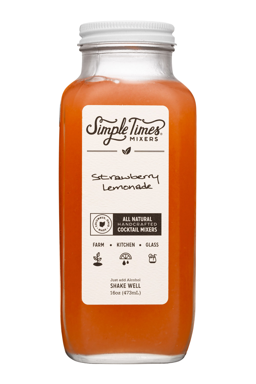 Simple Times Mixers: SimpleTimesMixers-16oz-2023-Mixer-StrawbLemonade-Front