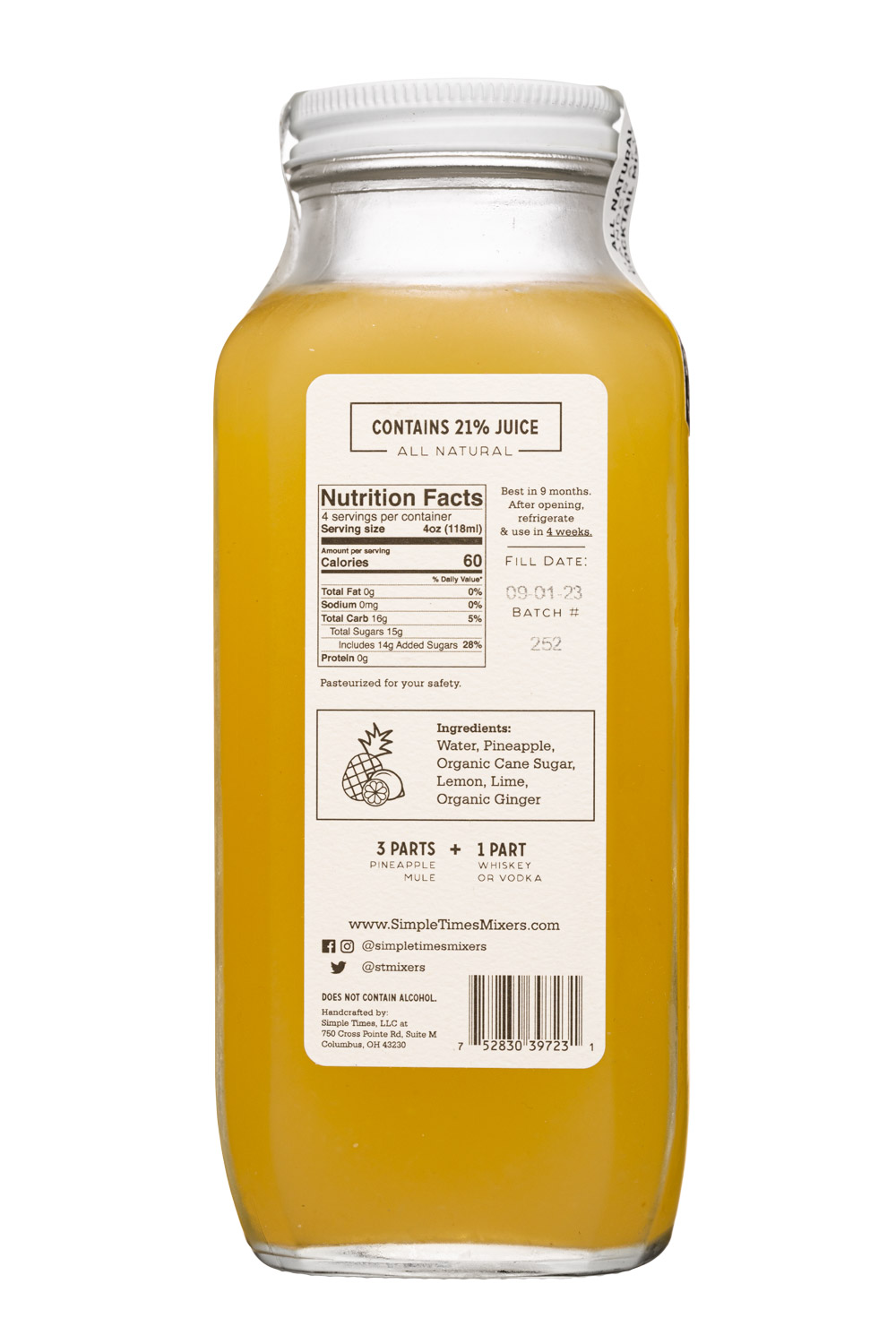 Simple Times Mixers: SimpleTimesMixers-16oz-2023-Mixer-PineappleMule-Facts