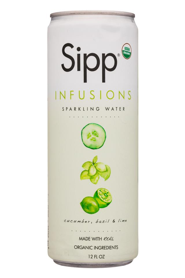 Sipp: Sipp-12oz-Infusions-SparklingWater-CucumberBasilLime-Front