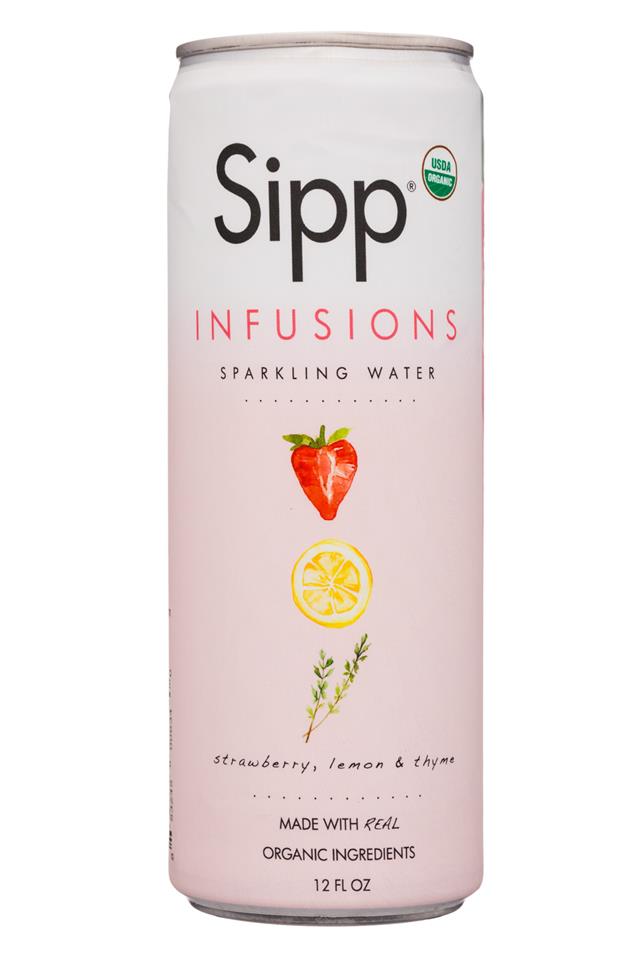 Sipp: Sipp-12oz-Infusions-SparklingWater-StrawbLemonThyme-Front