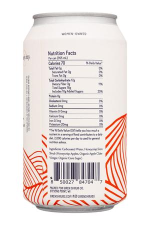 Siren Shrub Co.: SirenShrubCo-12oz-2023-SparklingShrub-Honeycrisp-Facts