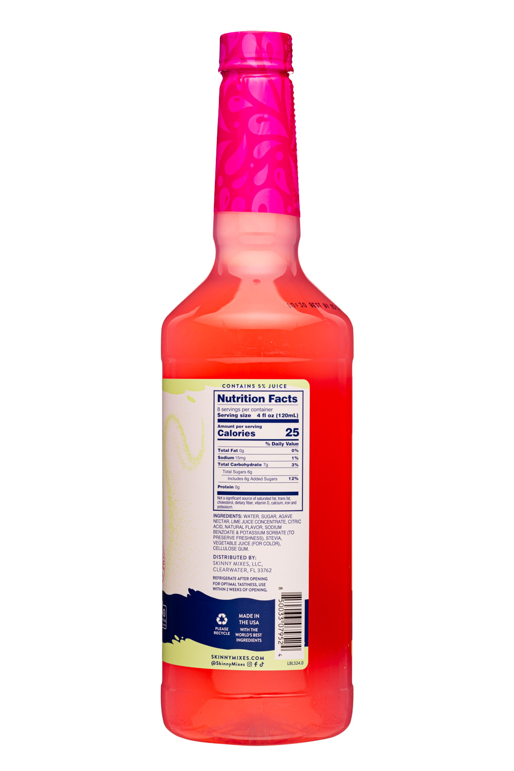Skinny Mixes: JordansSkinnyMixes-32oz-2024-NAMix-StrawbKeyLimeMarg-Facts