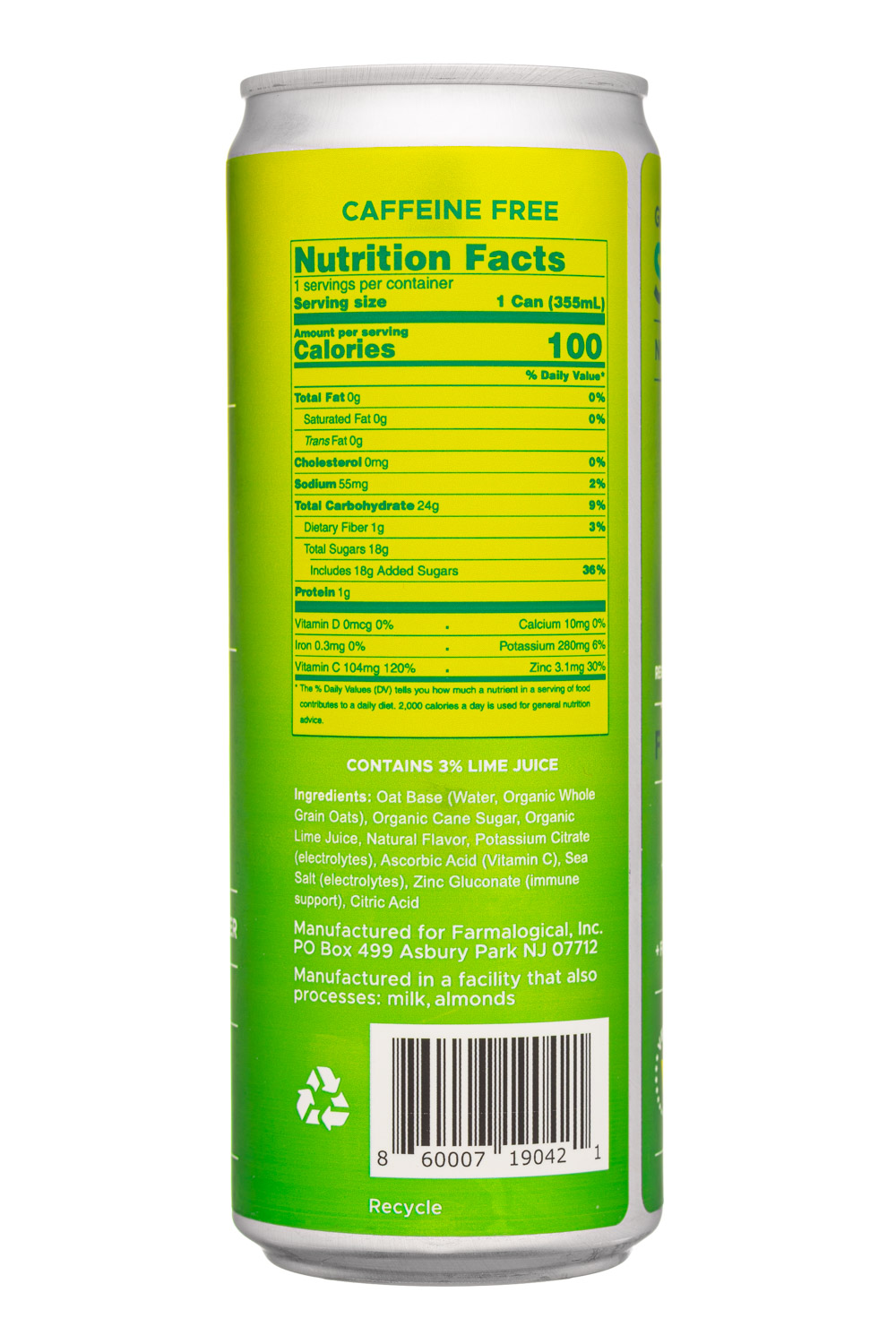 Smootch: Smootch-12oz-2023-OatWater-LemonLime-Facts
