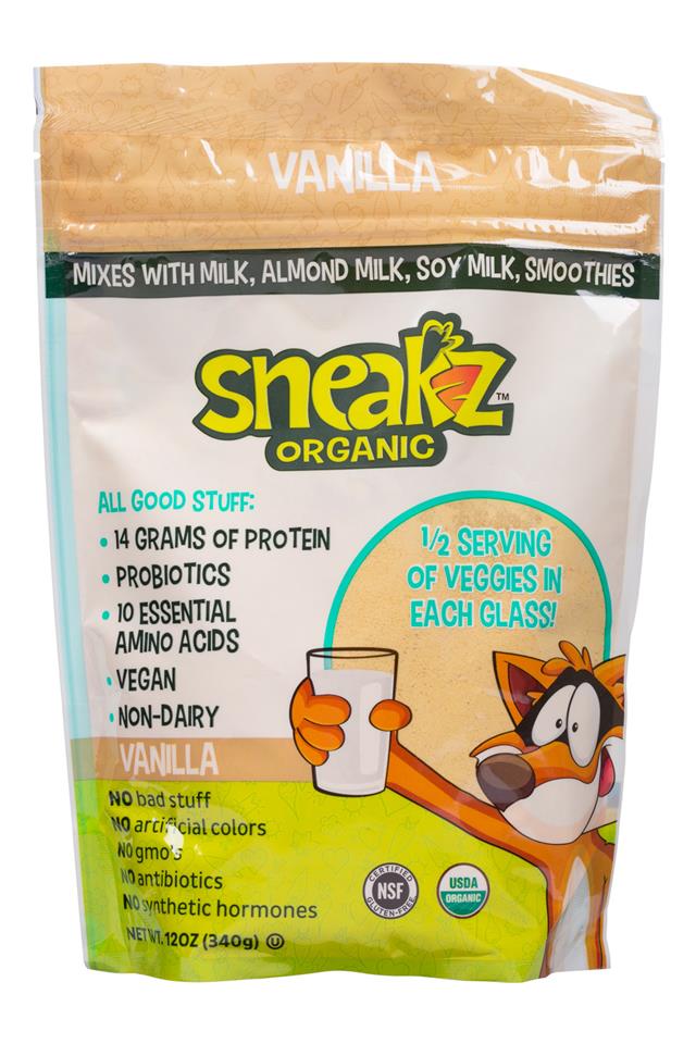Sneakz Organic: Sneakz-12oz-ProteinPowder-Vanilla-Front