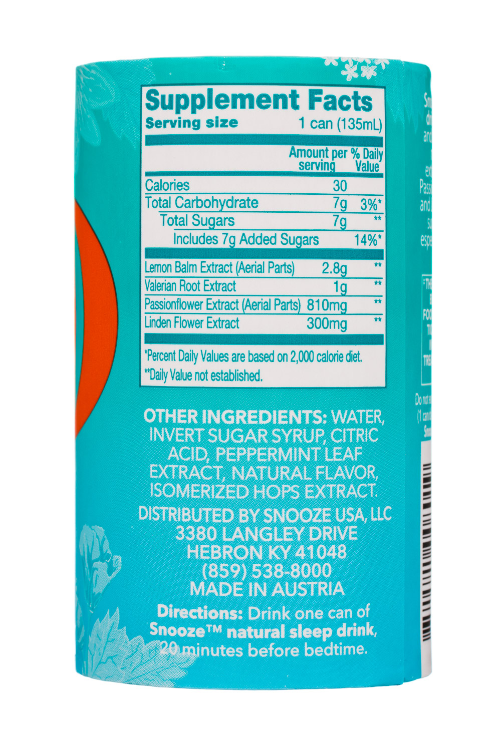 Snoooze: Snooze-5oz-SleepDrink-Regular-Facts