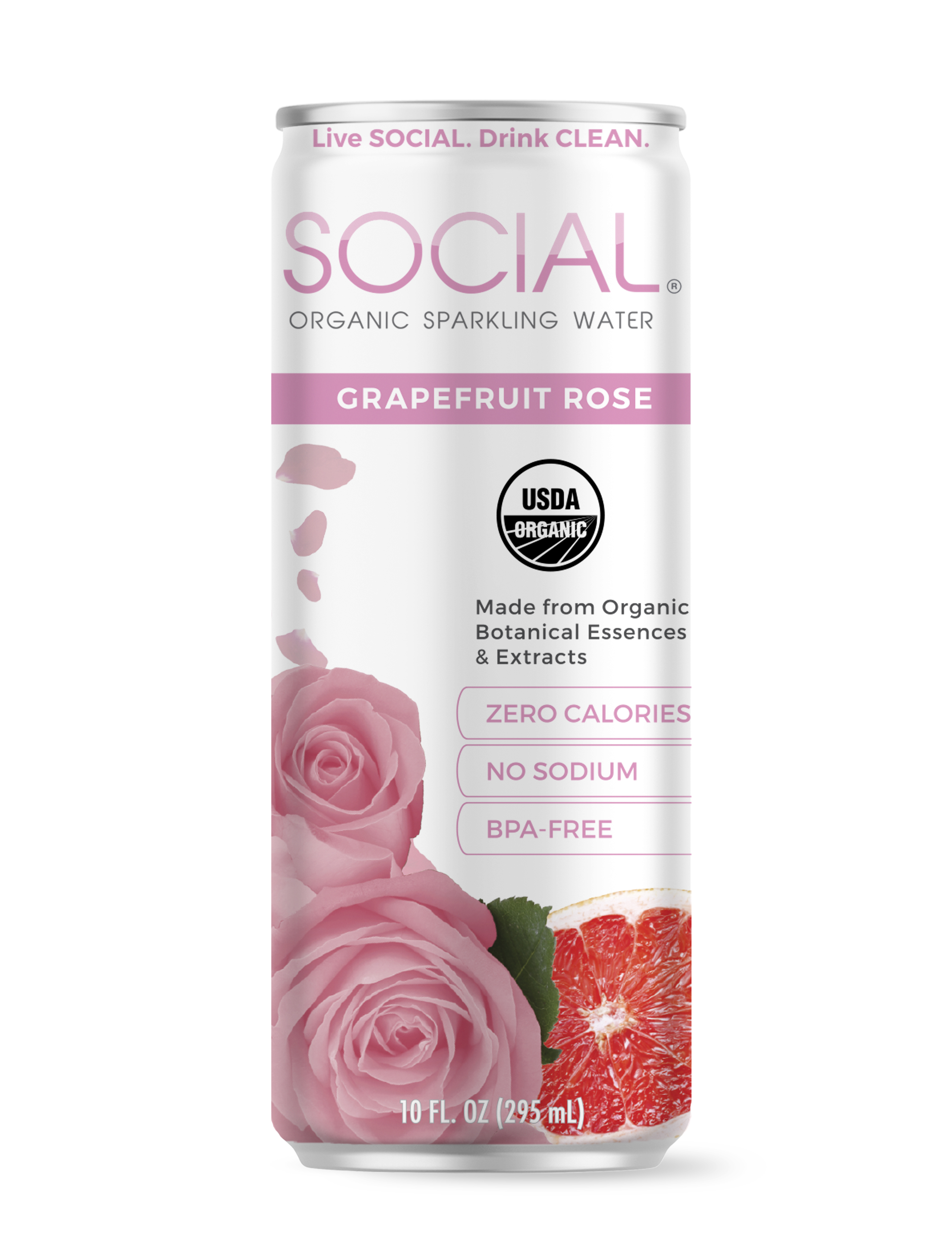 SOCIAL Grapefruit Rose Sparkling Water