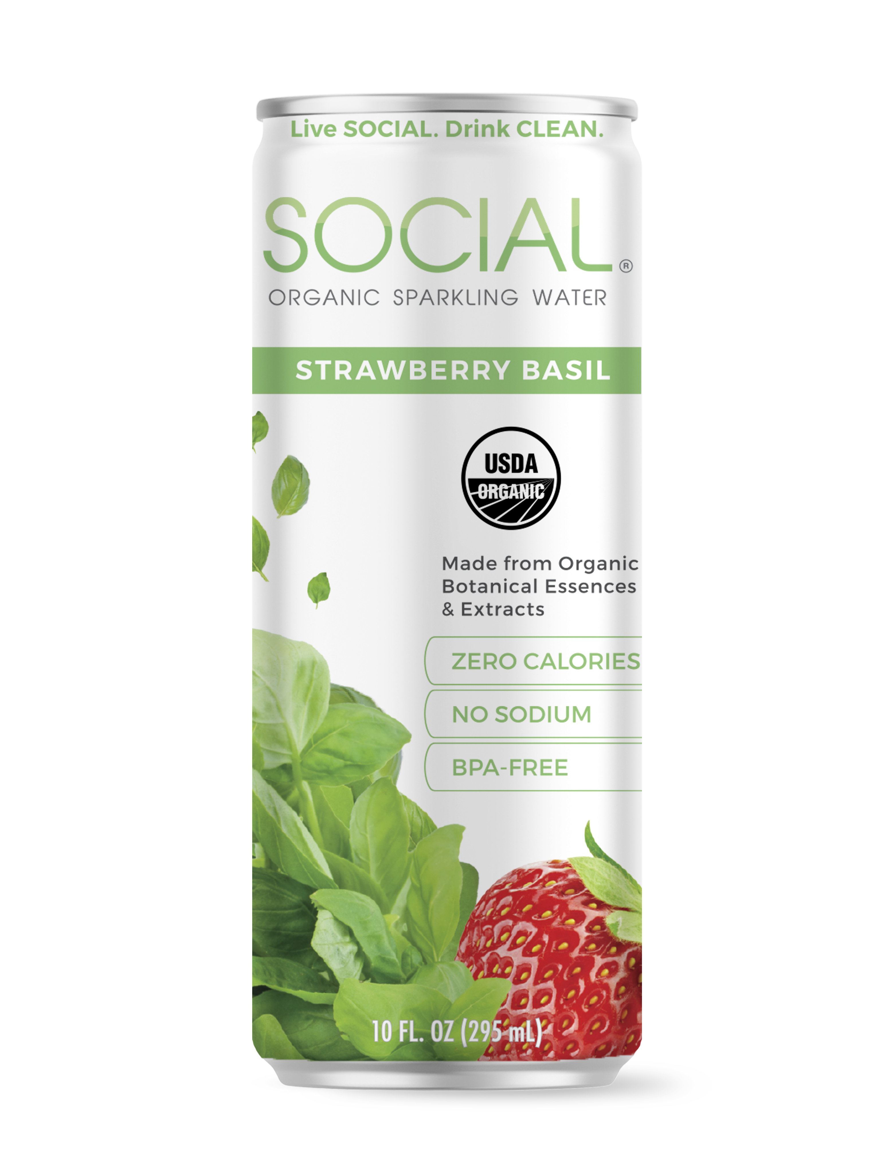 SOCIAL Strawberry Basil Sparkling Water 