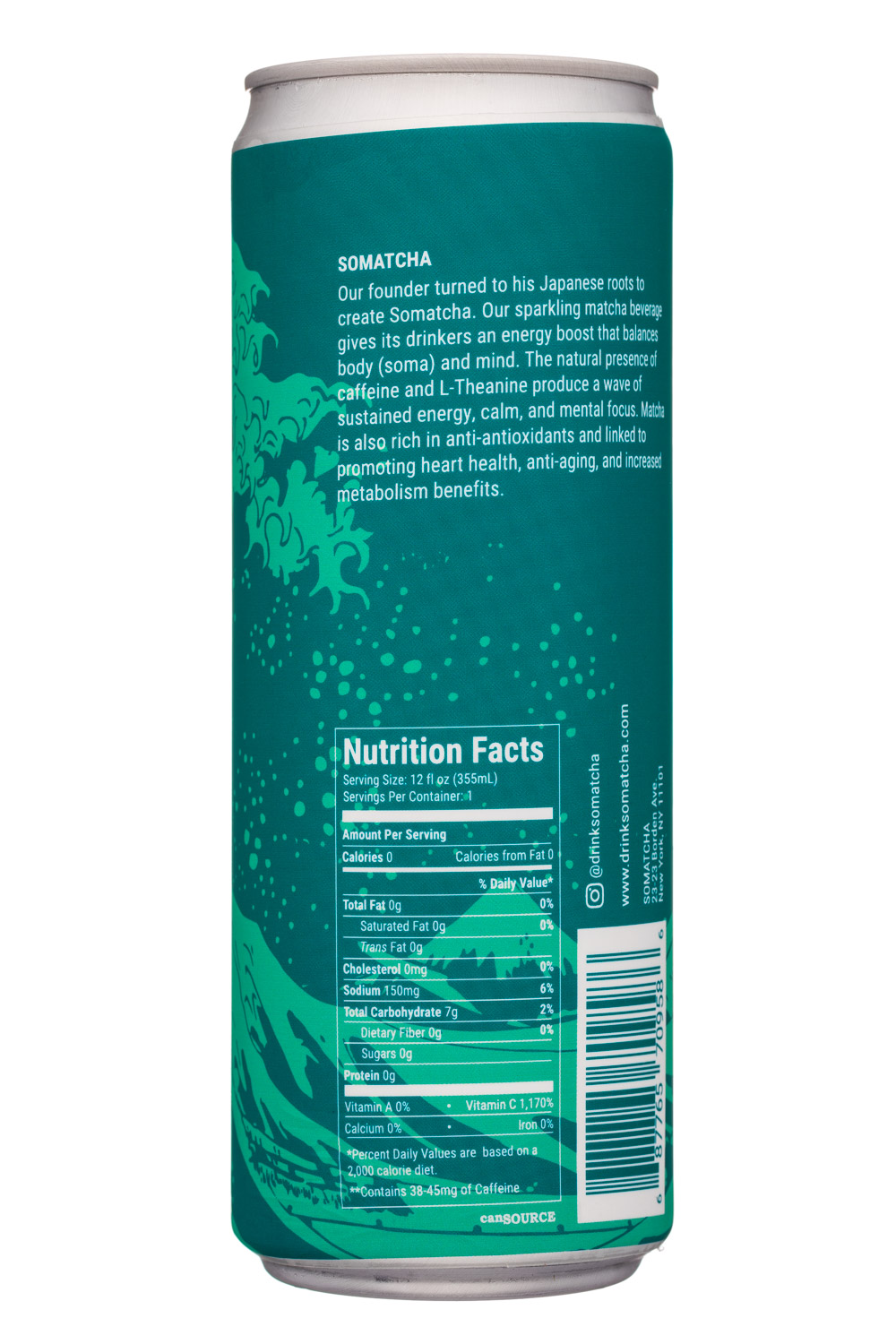 Somatcha: Somatcha-12oz-SparklingMatcha-ZeroCal-Facts