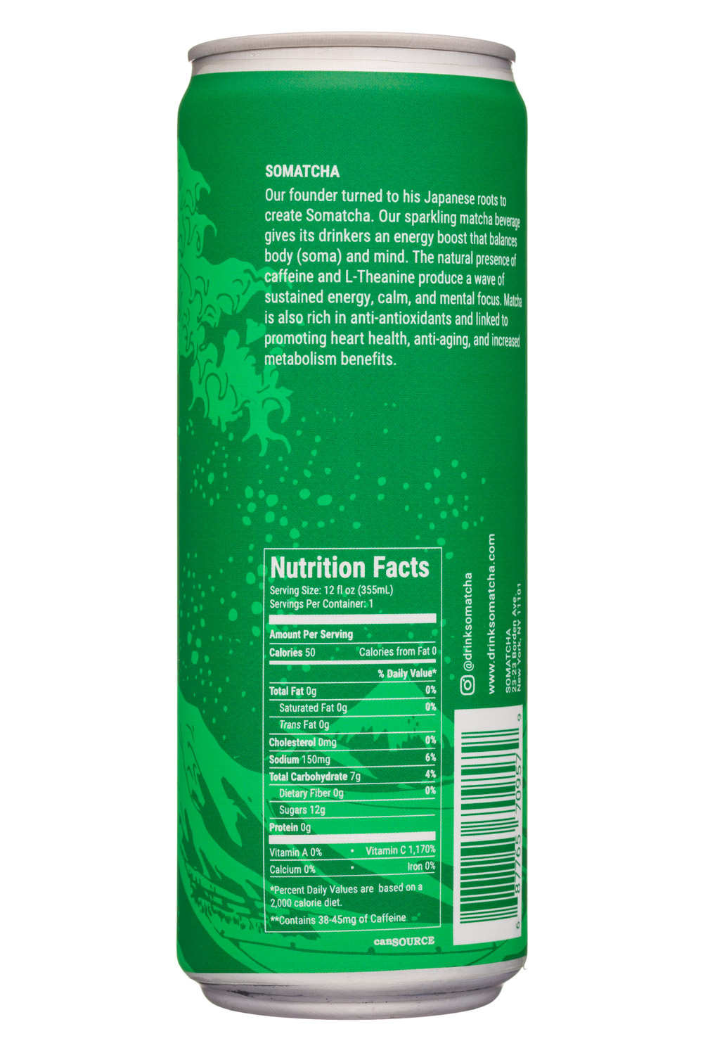 Somatcha: Somatcha-12oz-SparklingMatcha-Original-Facts