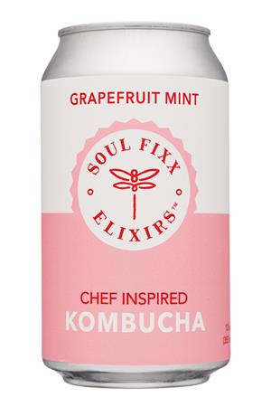 Soul Fixx Elixirs: SoulFixxElixers-12oz-2020-Kombucha-GrapefruitMint-Front