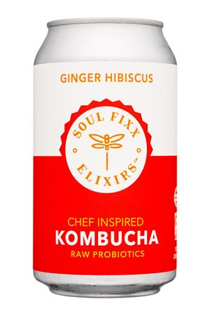Soul Fixx Elixirs: SoulFixxElixers-12oz-2021-Kombucha-GingerHibiscus-Front
