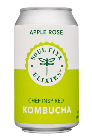 Soul Fixx Elixirs: SoulFixxElixers-12oz-2020-Kombucha-AppleRose-Front