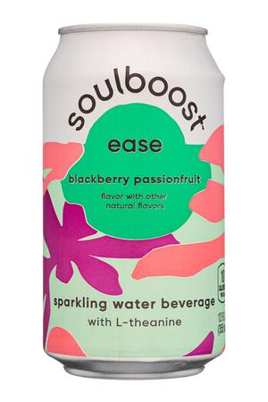 soulboost: Soulboost-2022-12oz-Sparkling-Ease-BlackberryPassionfruit-Front